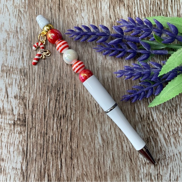 Handcrafted Christmas Pens Beaded Unique Artisan Gifts Office Accessories - Picture 3 of 9